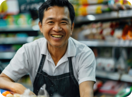 asian-male-supermarket-worker-apron-smiling